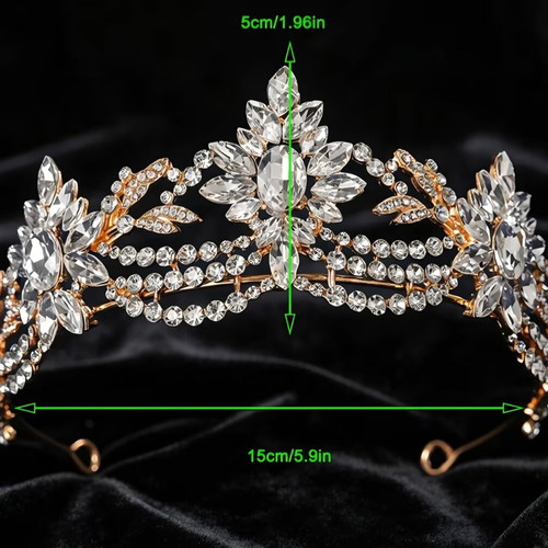 Wedding tiara with crystal rhinestones, unused, gold and silver