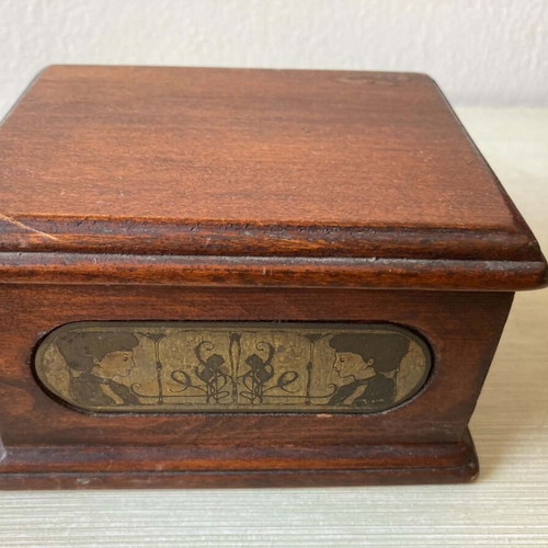 Wooden jewelry box with brass details used