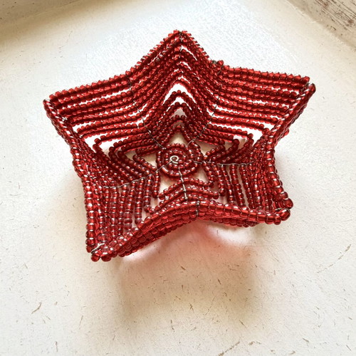 Set of 6 Retro Handmade Star-shaped Wire and Bead Tealight Holders