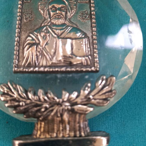 Papier-mâché with Christ image in silver 825 like new