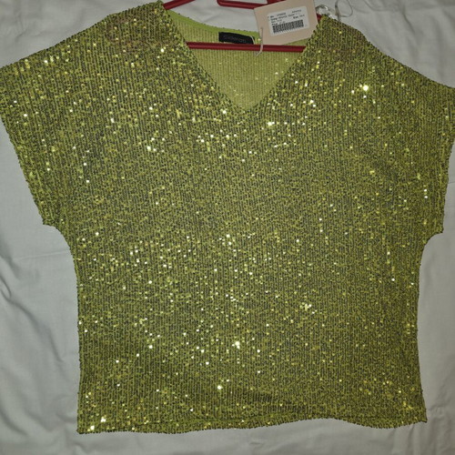 Siderati sequined blouse new with tag, lime green, size L