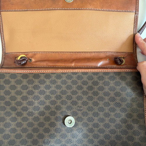 Celine vintage handbag used brown with strap