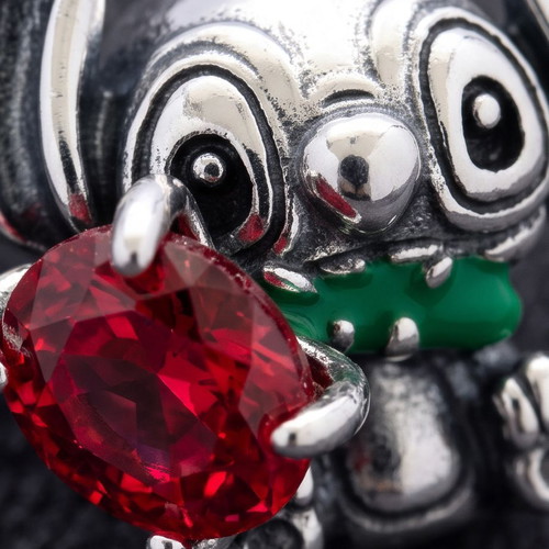 Disney Stitch Rose Murano Glass Charm S925 new