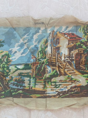 Handmade landscape embroidery 1 meter