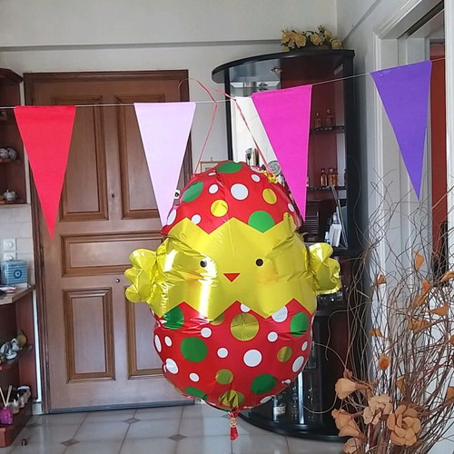 Decorative flags new with multicolor triangles and white string
