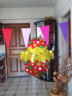 Decorative flags new with multicolor triangles and white string
