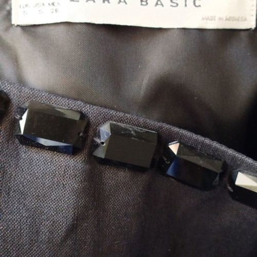 Zara classic midi dress like new black with square stones neckline