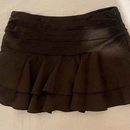 Zara Brown Velvet Ruffle Skort Like New Size L