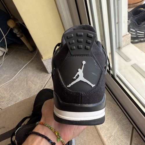 Air Jordan 4 Retro Black Canvas sneakers, size 44