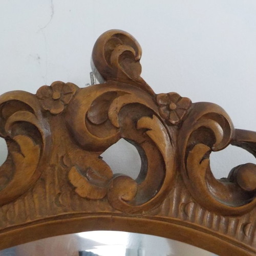 Entrance furniture with oval mirror, handmade, solid cherry wood