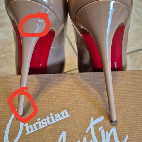 Christian Louboutin nude peep-toe pumps used, size 37.5