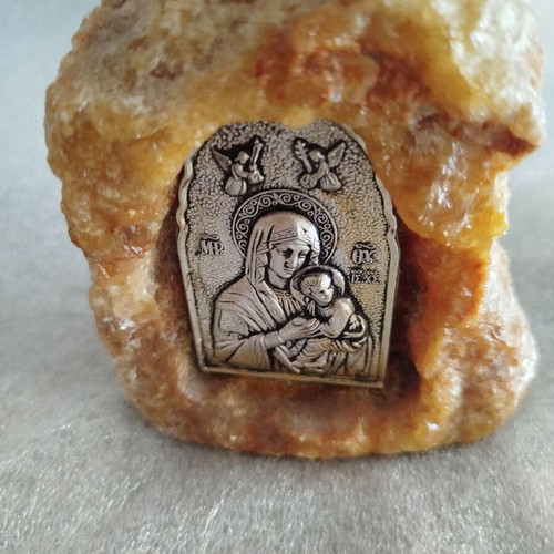 Image from natural mineral rock like new with the image of Virgin Mary