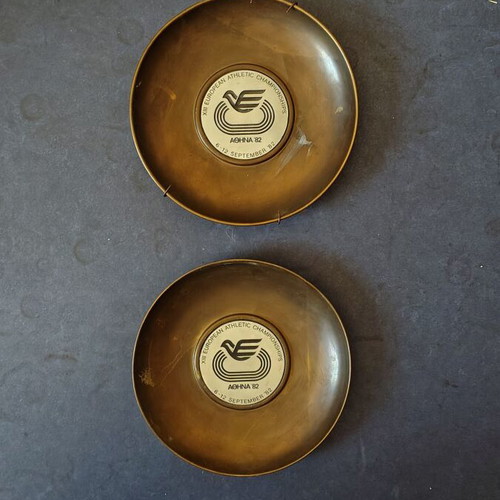 Rare commemorative plates from 1982 European Athletics Championships like new