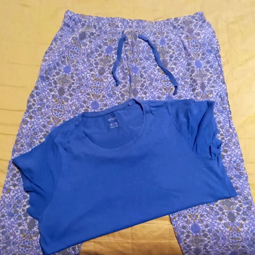 Esmara pajama set used, blue, cotton and viscose, size L