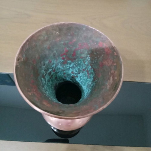 Copper vase used, vintage hammered 22x12cm