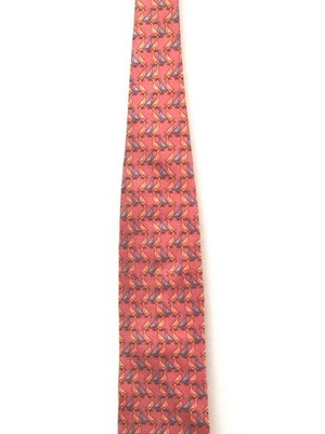 Silk tie salmon with geese Teo Grimaldi like new