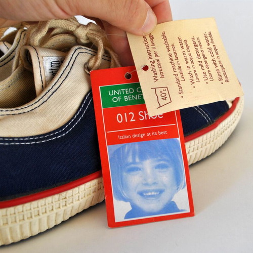 Benetton vintage blue canvas sneakers size 40