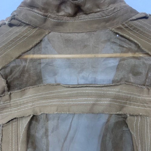Rococo khaki jacket with transparency and pearls like new, size medium