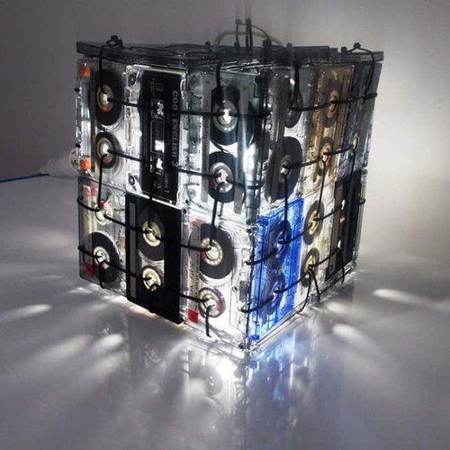 Handmade pendant lamp from cassettes new