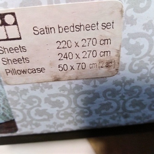 Cotton satin bed sheet set new super king with printed top sheet and ecru bottom sheet