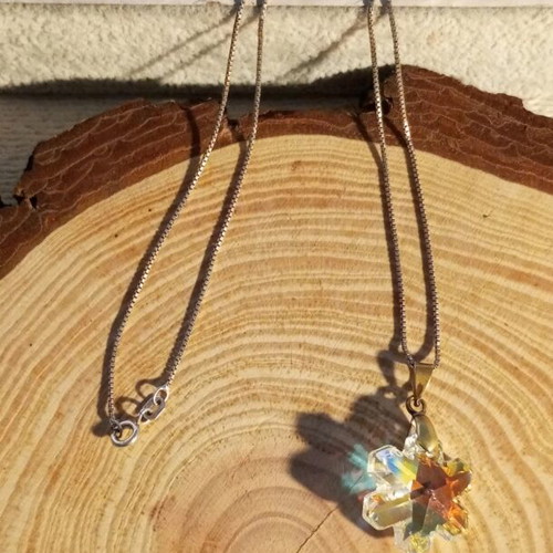 Silver necklace 925 with gold-plated crystal pendant like new