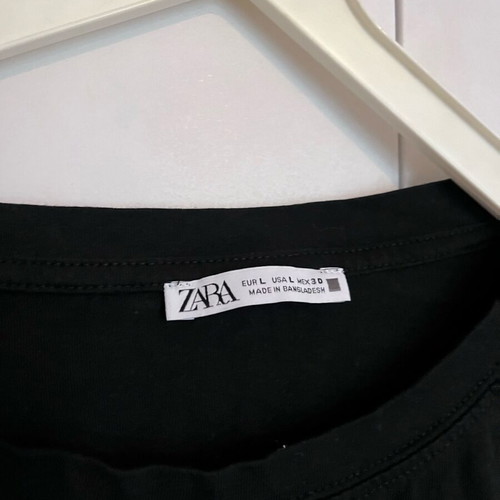Μπλούζα Zara μαύρη με σούρες στα πλαϊνά, μέγεθος Large σαν καινούργιο