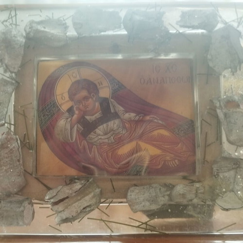 Handmade religious image in resin "Christ Anapeson" 10x8.5 cm