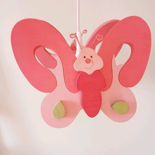 Wooden children's ceiling light with butterfly shape