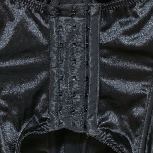 Silhouette women's corset used, black satin, size 80B