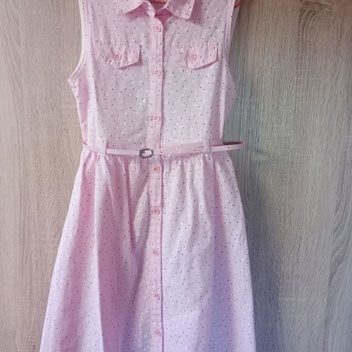 Civil summer dress for girl like new, 10 years old, pink with flowers