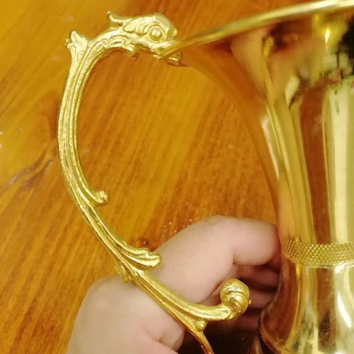 Vintage Gold-Plated Amphora Vase like new with dragon handles