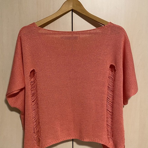 Knitted cotton blouse one size coral color new
