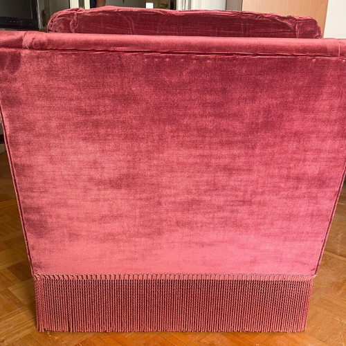 Vintage velvet living room set 1970s, burgundy