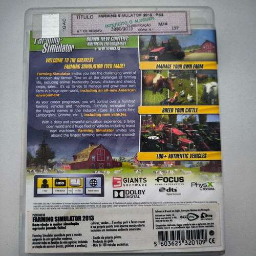 Farming Simulator 13 PS3 game like new