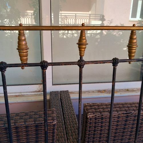 Old metal bed headboard used