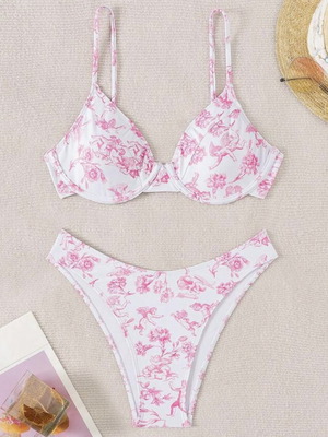 Bikini swimsuit like new, size M, white and pink