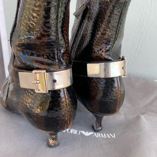 Emporio Armani ankle boots used, animal print patent leather size 38
