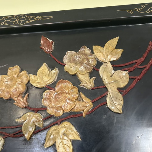 Chinese lacquer bar cabinet with mirror used, Anhui Arts & Crafts