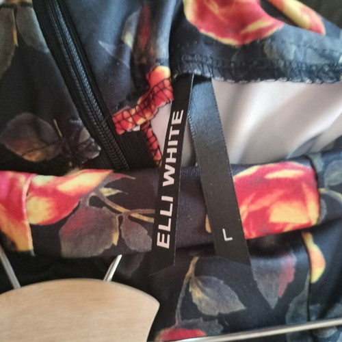 Elastic pants with back zipper, like new, size L, multicolor