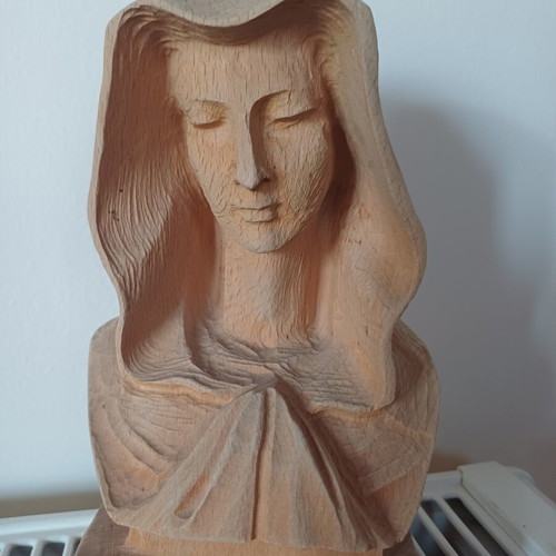 Handmade Woodcarving Virgin Mary Like New