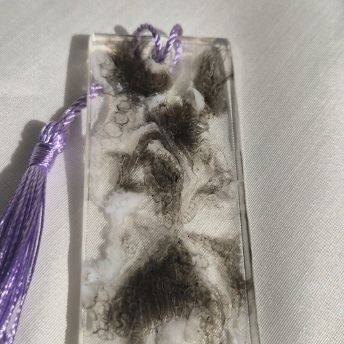 Handmade bookmark from white and black resin like new