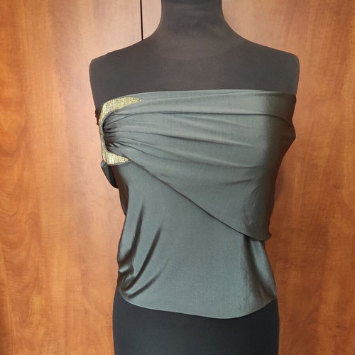 La Perla Strapless Drape Top new, gray, size M