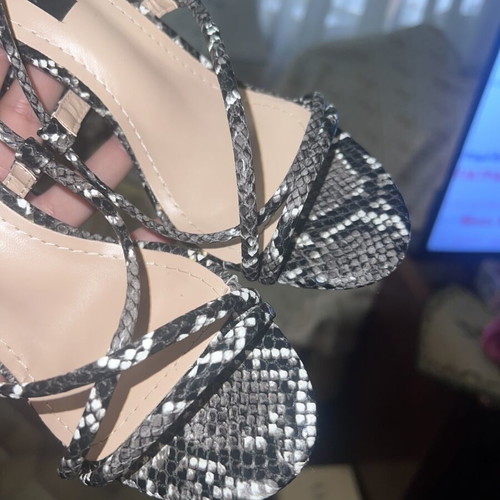Snake Print Sandals size 37 like new with thick heel and ankle strap