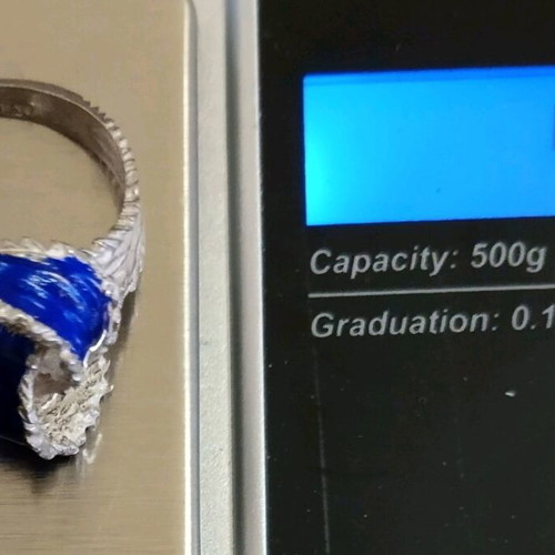 Silver 925 vintage ring with enamel size 59 like new