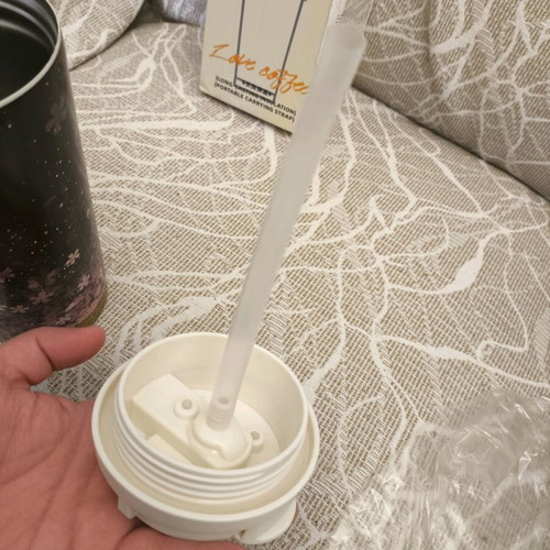 Floral Thermos Cup with Straw and Lid, New, 530 ml