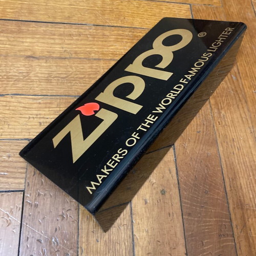 Zippo promotional plexiglass tabletop sign used
