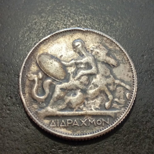 Silver Didrachm 1911 King George I, 10g 835 silver