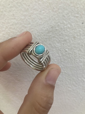 Vintage 925 Silver Ring with Natural Turquoise Stone, Boho Southwestern Style