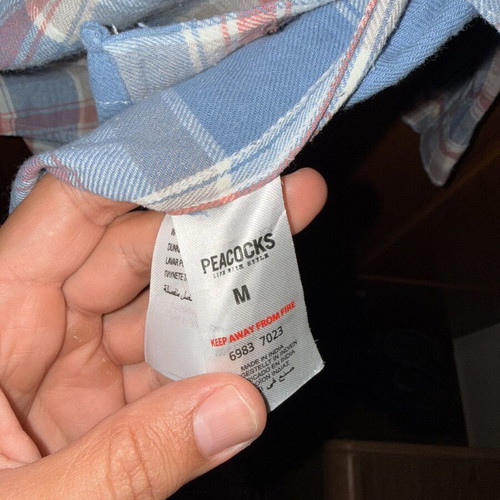 Peacocks Men’s Plaid Flannel Shirt Size M New Blue Red Beige