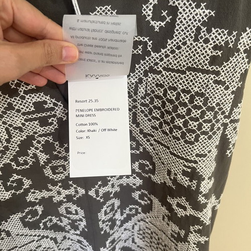 Ancient Kallos dress new, olive green with embroidered details, size XS